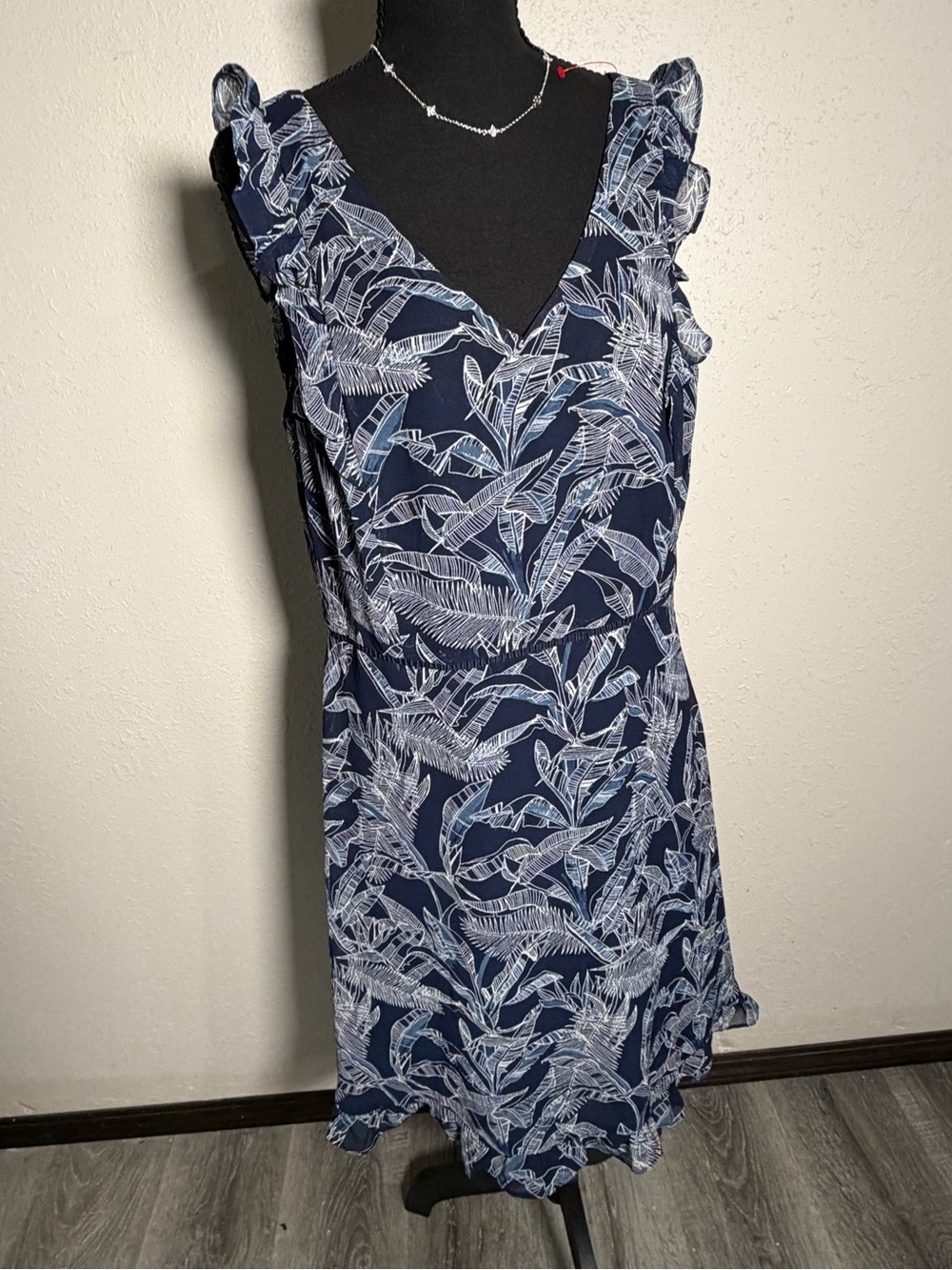 Tommy Hilfiger Navy Blue Tropical Print Midi Dress